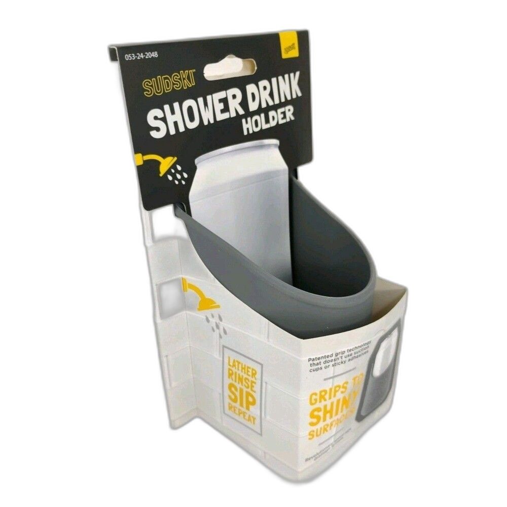 Sudski Shower Drink Holder for Beer Can Silicone Grip Gray